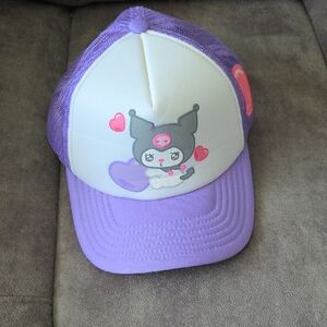 Purple and White Kids Cap with Cute Character Design